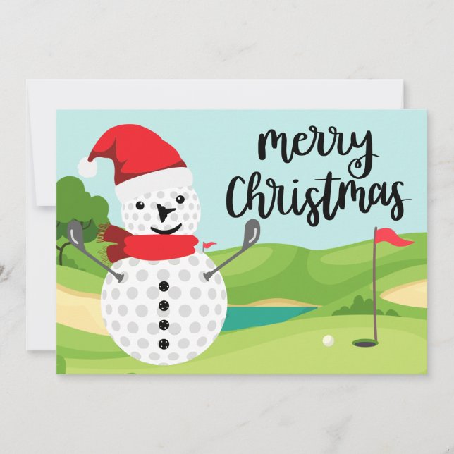 Merry Christmas card to golfer with Snowman Golfer (Front)