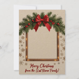 Merry Christmas  Card with Festive Garland Frame