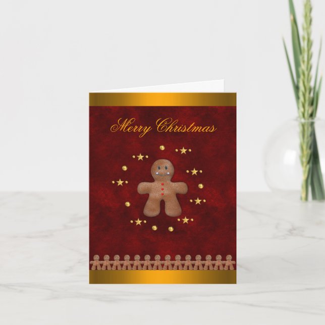 Merry Christmas Card with Gingerbread Men (Front)