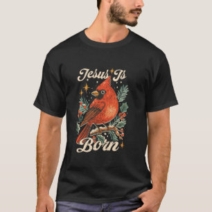 Merry Christmas Cardinal Bird Xmas Vintage Jesus i T-Shirt
