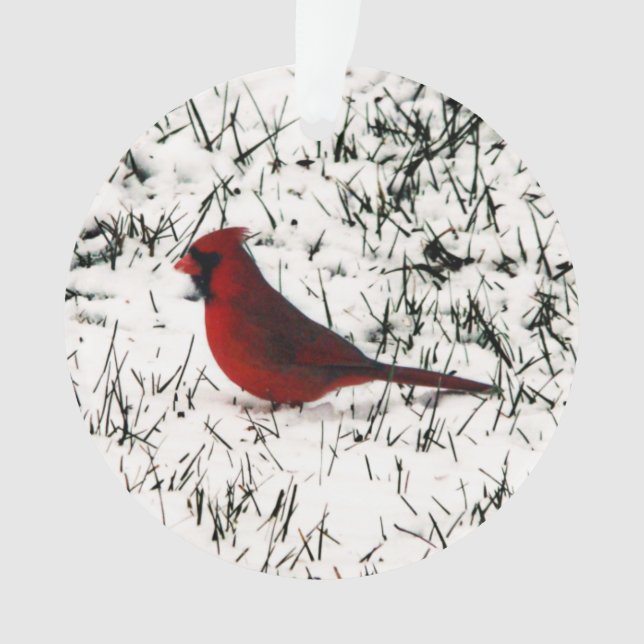 Merry Christmas Cardinal Double Sided Print Ornament (Front)