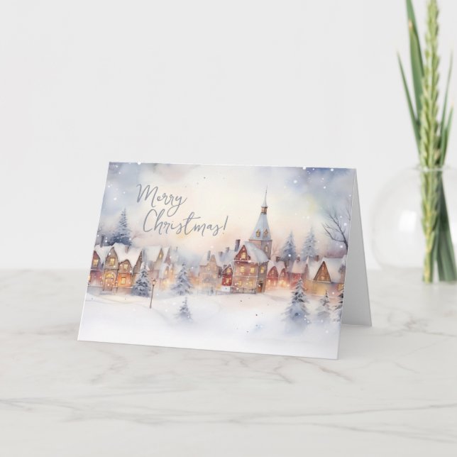 Merry Christmas Cards, Winter Snow Landscape Holiday Card (Front)