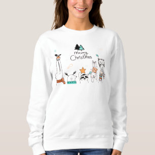 Merry Christmas Cartoon Animals   Holidays Sweatshirt