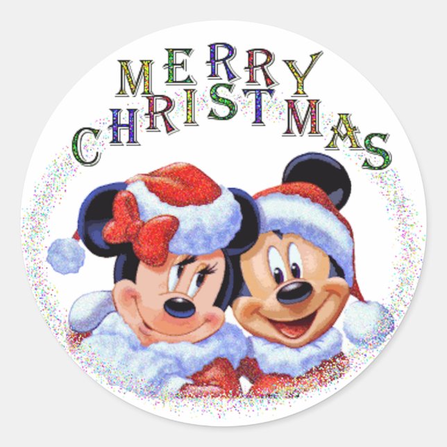 Merry Christmas cartoon Classic Round Sticker (Front)