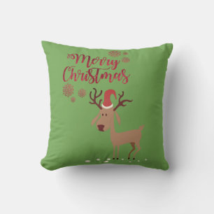 Merry Christmas,Cartoon Reindeer Cushion