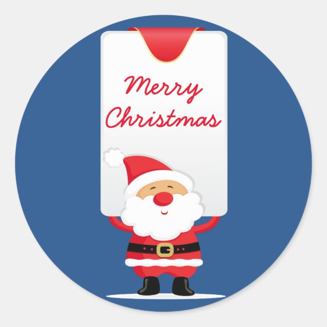 Merry Christmas Cartoon Santa Classic Round Sticker (Front)