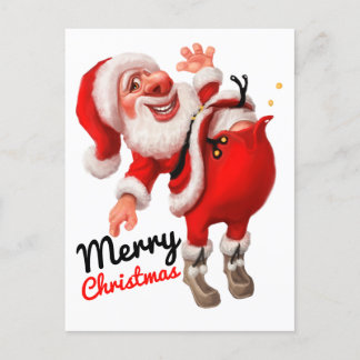 Merry Christmas cartoon Santa Postcard