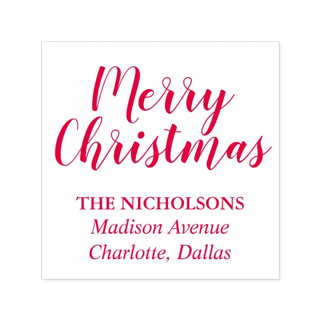 Merry Christmas Casual Red Script Holiday Self-inking Stamp (Design)