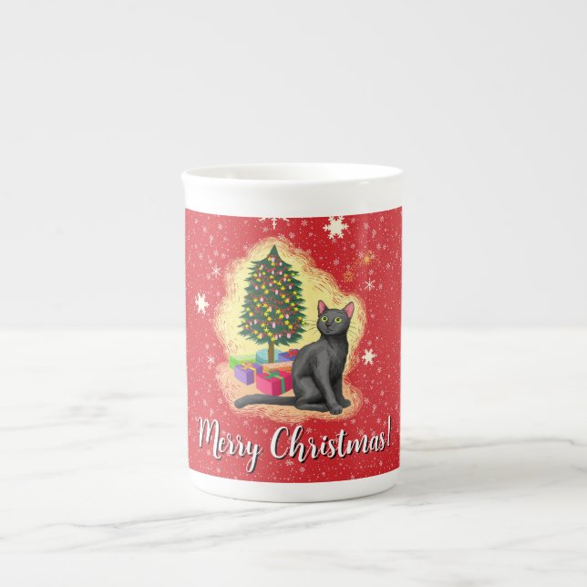 Merry Christmas Cat Bone China Mug (Front)