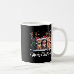 Merry Christmas Cat Christmas Light Reindeer Santa Coffee Mug
