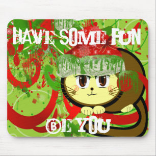Merry Christmas Cat - Customised Mouse Pad
