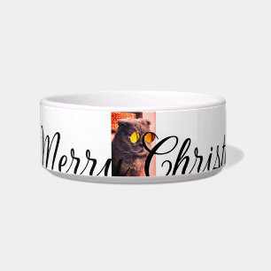 Merry Christmas cat dog pet animal love photo Bowl