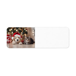 Merry Christmas Cat & Dog Return Address Label
