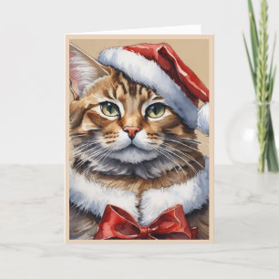 Merry Christmas Cat Folded Holiday Card
