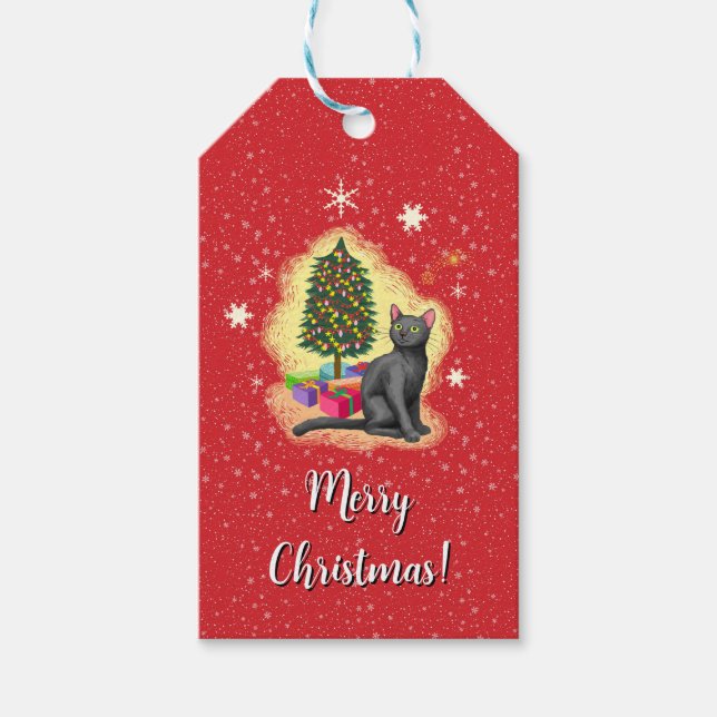 Merry Christmas Cat Gift Tags (Front)