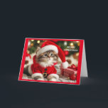 Merry Christmas Cat Holiday Card<br><div class="desc">Cute Merry Christmas Cat background</div>