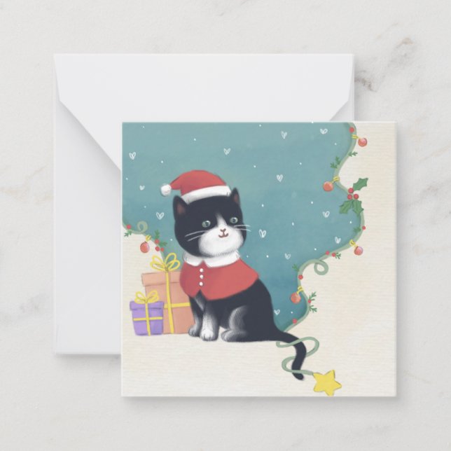 Merry Christmas: Cat Illustration Art Card (Front)