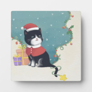 Merry Christmas: Cat Illustration Art Plaque