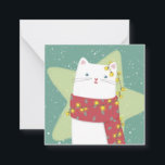 Merry Christmas: Cat Illustration Card<br><div class="desc">A cute illustration of a cat wearing a red scarf and wrapped in Christmas lights</div>