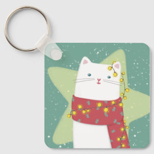 Merry Christmas: Cat Illustration Key Ring