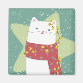 Merry Christmas: Cat Illustration Magnet