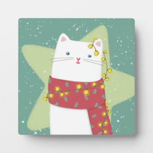 Merry Christmas: Cat Illustration Plaque