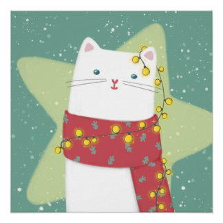 Merry Christmas: Cat Illustration Poster