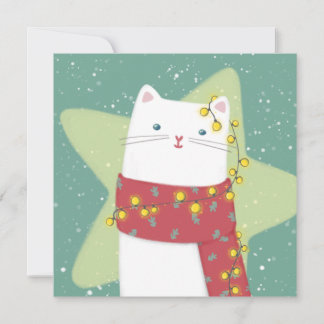 Merry Christmas: Cat Illustration Thank You Card
