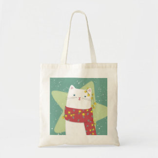 Merry Christmas: Cat Illustration Tote Bag