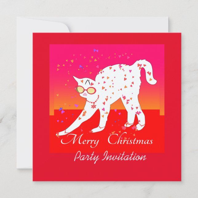 Merry Christmas Cat Invitation (Front)