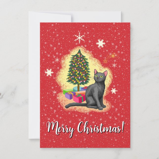 Merry Christmas Cat Invitation (Front)