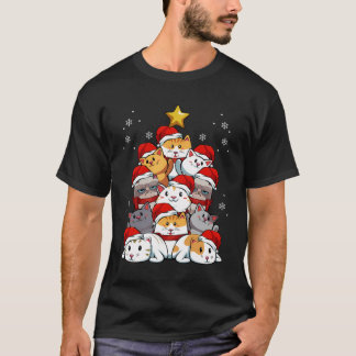 Merry Christmas Cat Kitten Tree Pet Lover Xmas Par T-Shirt