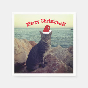 Merry Christmas Cat Lover Napkin