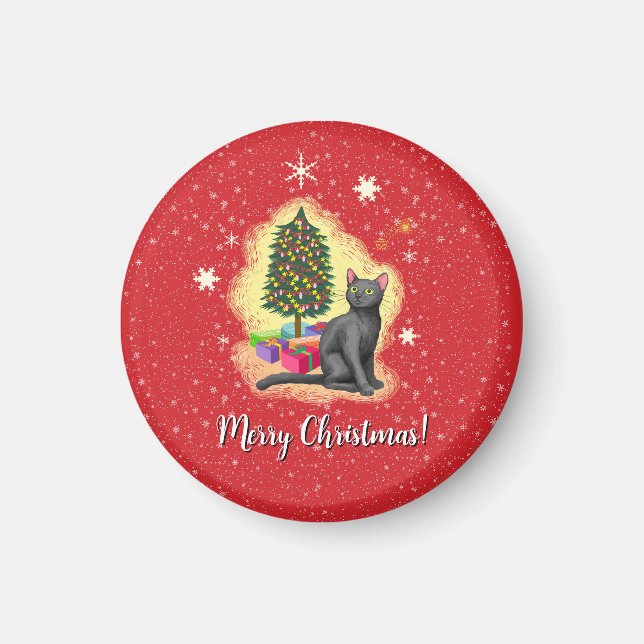 Merry Christmas Cat Magnet (Front)