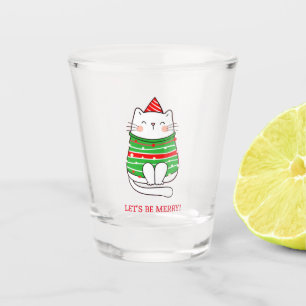 Merry Christmas cat minimalist modern Shot Glass