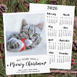 Merry Christmas Cat Modern Pet Photo 2025 Calendar Holiday Card<br><div class="desc">We Wish You A Meowy Christmas! Send cute and fun holiday greetings with this super cute personalised custom pet photo holiday card and 2025 calendar card. Merry Christmas wishes from the cat with cute paw prints in a fun modern photo design. Add your cat's photo or family photo with the...</div>