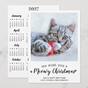 Merry Christmas Cat Modern Pet Photo 2027 Calendar Holiday Card