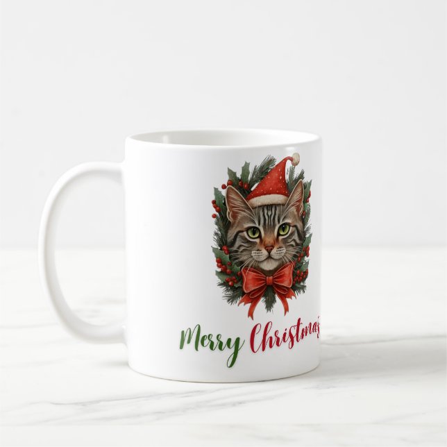 Merry Christmas Cat Mug (Left)