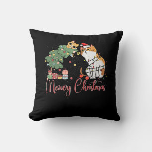 Merry Christmas Cat Mum Santa Hat Meowy Christmas  Cushion