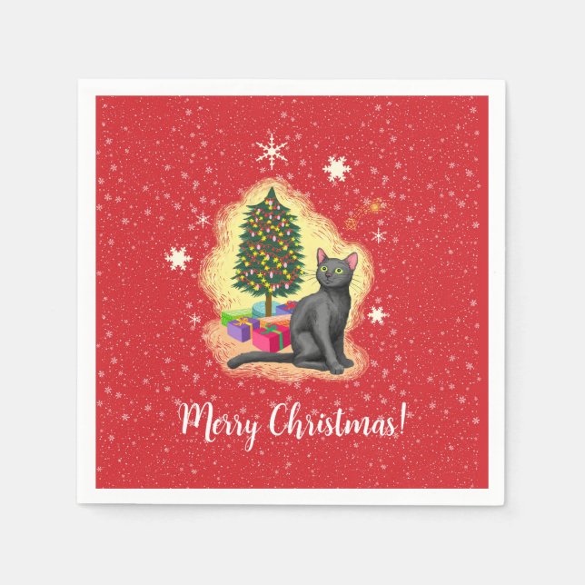 Merry Christmas Cat Napkin (Front)