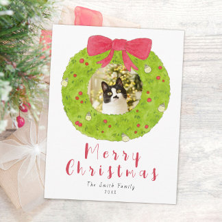 Merry Christmas Cat Photo Holiday Postcard