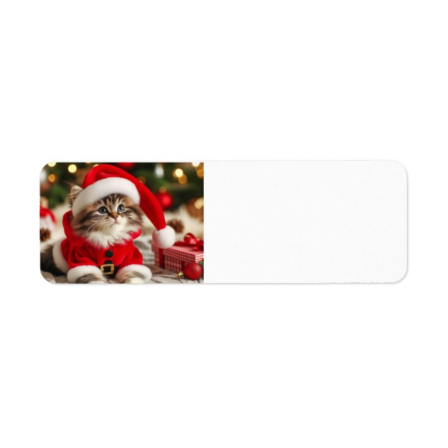 Merry Christmas Cat Return Address Label (Front)
