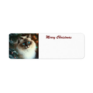 Merry Christmas Cat Return Address Label