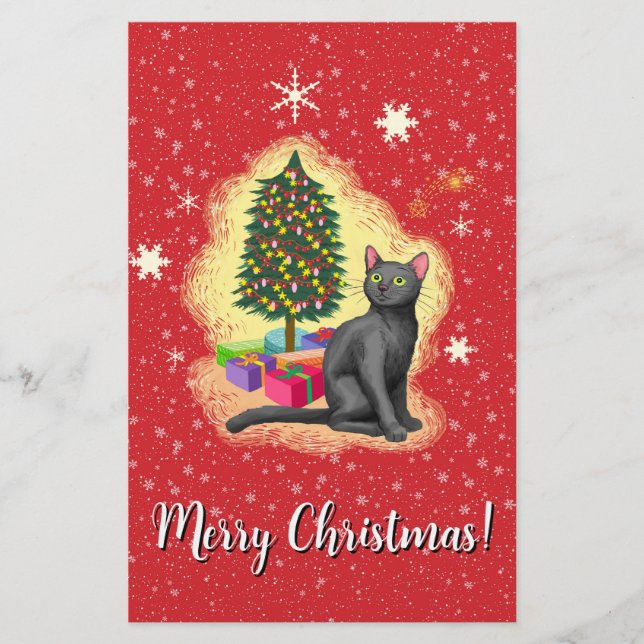 Merry Christmas Cat Stationery (Front)