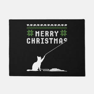 Merry Christmas Cat Ugly Sweater Doormat
