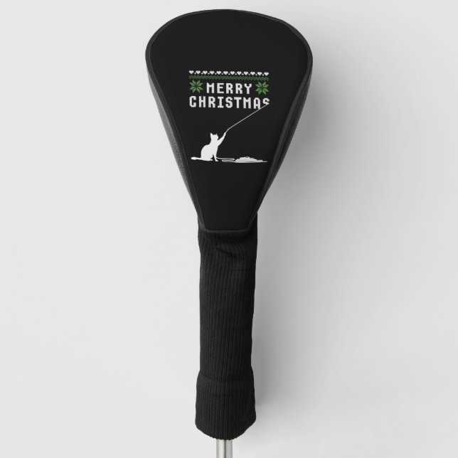 Merry Christmas Cat Ugly Sweater Golf Head Cover (Front)