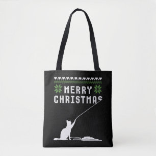 Merry Christmas Cat Ugly Sweater Tote Bag
