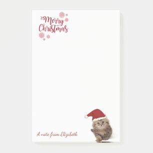 Merry Christmas,Cat With Santa Hat-Personalised Post-it Notes