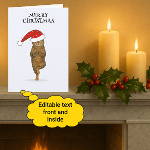 Merry Christmas cat yoga Holiday Card