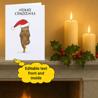 Merry Christmas cat yoga  Holiday Card